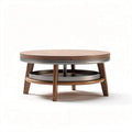 Houten salontafel met ronde vorm en metalen details 80 x 80 x 40cm