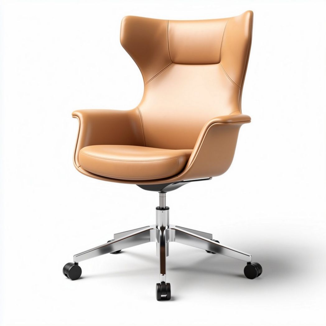Lederen bureaustoel met verstelbare hoogte en chromen basis 82 x 75 x 105cm