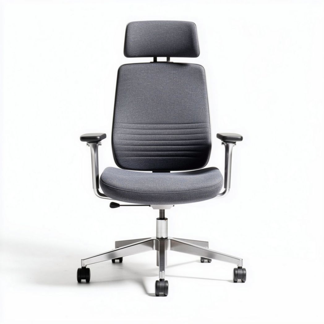 Bureau stoel met verstelbare rugleuning en armleuningen in grijs 60 x 60 x 110cm